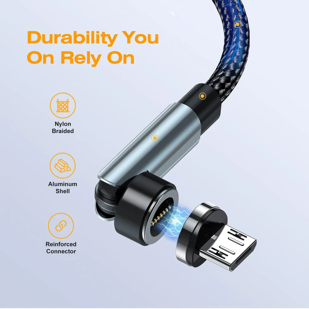 Fast Charging Rotating Magnetic Charging Cable, 7-Pin 3-In-1 Magnetic Phone Data Transfer Cable, Universal Phone Accessories Smartphone Electronic Cellphone Charger
