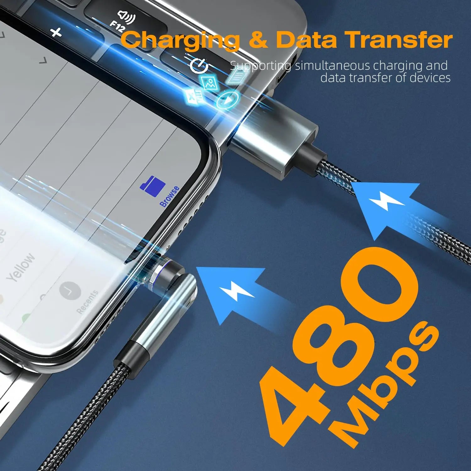 Fast Charging Rotating Magnetic Charging Cable, 7-Pin 3-In-1 Magnetic Phone Data Transfer Cable, Universal Phone Accessories Smartphone Electronic Cellphone Charger